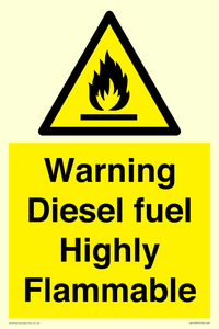 Warning diesel fuel Highly Flammable